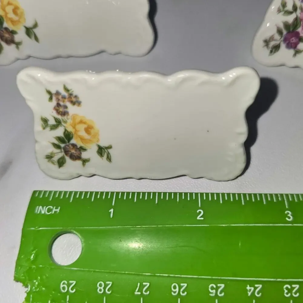 Shafford Japan Floral Porcelain Place Card Name Plate Menu Boards Boxed Set of 6
